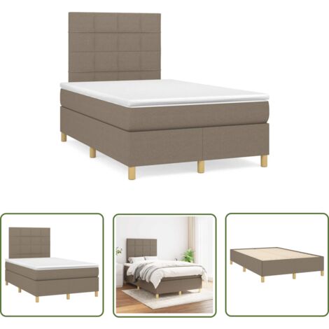 The Living Store Boxspringbett mit Matratze Taupe 120x190 cm Stoff - Boxspringbett - Doppelbett - Bettenrahmen - Schlafsofa - Liegefläche 120x190 Cm