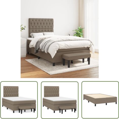 The Living Store Boxspringbett mit Matratze Taupe 120x200 cm Stoff - Boxspringbett - Doppelbett - Bettrahmen - Matratze - Betten