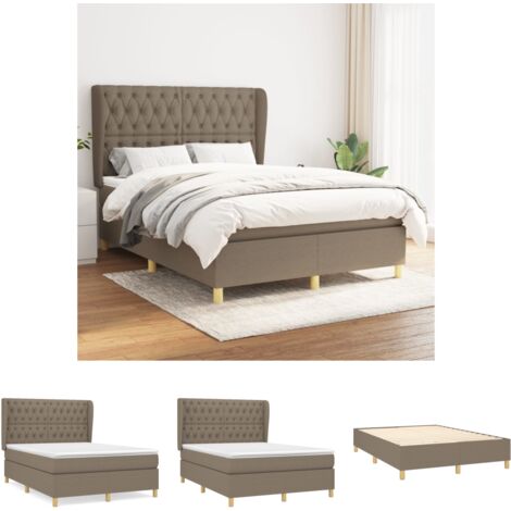 The Living Store Boxspringbett mit Matratze Taupe 140x190 cm Stoff - Betten & Bettgestelle