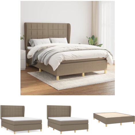 The Living Store Boxspringbett mit Matratze Taupe 140x190 cm Stoff - Betten & Bettgestelle