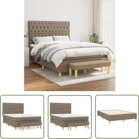 The Living Store Boxspringbett mit Matratze Taupe 140x200 cm Stoff - Boxspringbett - Doppelbett - Bettenrahmen - Schlafraum - Wohnbereich