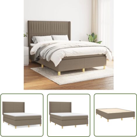 The Living Store Boxspringbett mit Matratze Taupe 140x200 cm Stoff - Boxspringbett - Doppelbett - Lattenrost - Bettrahmen - Schlafsystem