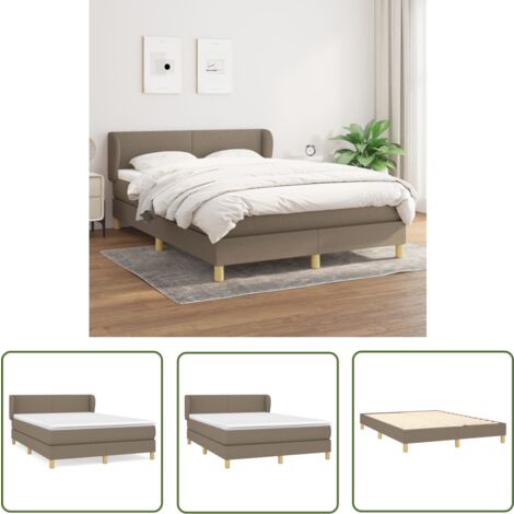 The Living Store Boxspringbett mit Matratze Taupe 140x200 cm Stoff - Boxspringbett - Doppelbett - Lattenrost - Bettrahmen - Schlafsystem