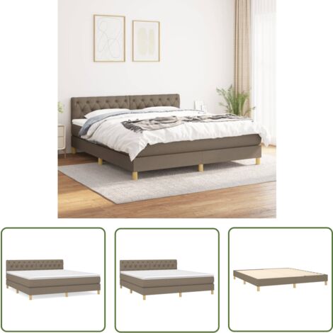 The Living Store Boxspringbett mit Matratze Taupe 160x200 cm Stoff - Boxspringbett - Doppelbett - Bettenrahmen - Lattenrost - Matratze
