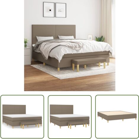 The Living Store Boxspringbett mit Matratze Taupe 160x200 cm Stoff - Boxspringbett - Doppelbett - Bettenrahmen - Schlafsofa - Tapete