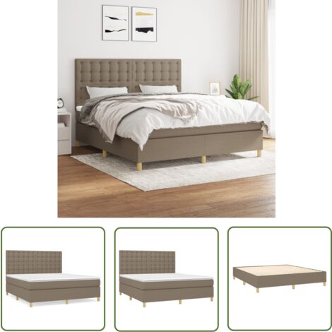 The Living Store Boxspringbett mit Matratze Taupe 160x200 cm Stoff - Boxspringbett - Doppelbett - Bettenrahmen - Schlafsystem - Tapete