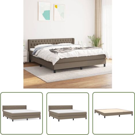 The Living Store Boxspringbett mit Matratze Taupe 180x200 cm Stoff - Boxspringbett - Doppelbett - Bettenrahmen - Lattenrost - Matratze
