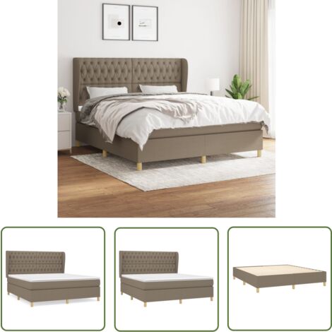 The Living Store Boxspringbett mit Matratze Taupe 180x200 cm Stoff - Boxspringbett - Doppelbett - Bettenrahmen - Lattenrost - Matratze