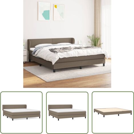 The Living Store Boxspringbett mit Matratze Taupe 180x200 cm Stoff - Boxspringbett - Doppelbett - Bettenrahmen - Lattenrost - Matratze
