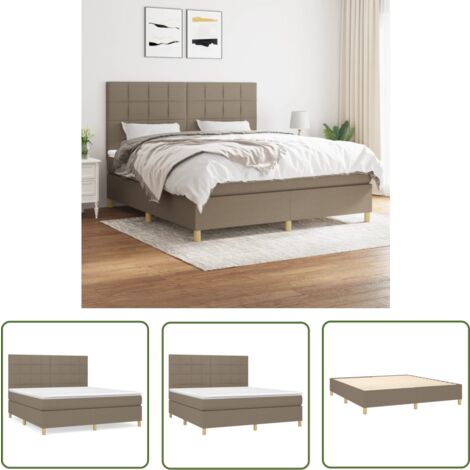 The Living Store Boxspringbett mit Matratze Taupe 180x200 cm Stoff - Boxspringbett - Doppelbett - Bettenrahmen - Matratze - Tapete