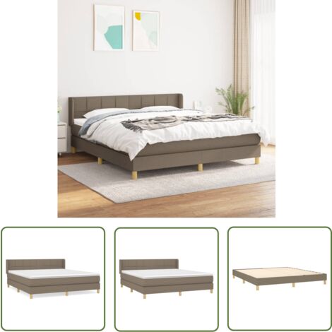 The Living Store Boxspringbett mit Matratze Taupe 180x200 cm Stoff - Boxspringbett - Doppelbett - Lattenrost - Bettrahmen - Schlafsystem