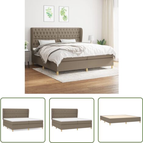 The Living Store Boxspringbett mit Matratze Taupe 200x200 cm Stoff - Boxspringbett - Doppelbett - Bettenrahmen - Lattenrost - Massivholzbette