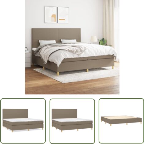 The Living Store Boxspringbett mit Matratze Taupe 200x200 cm Stoff - Boxspringbett - Doppelbett - Bettenrahmen - Lattenrost - Matratze