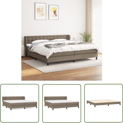 The Living Store Boxspringbett mit Matratze Taupe 200x200 cm Stoff - Boxspringbett - Doppelbett - Bettenrahmen - Lattenrost - Matratze