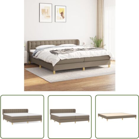 The Living Store Boxspringbett mit Matratze Taupe 200x200 cm Stoff - Boxspringbett - Doppelbett - Bettenrahmen - Lattenrost - Matratze