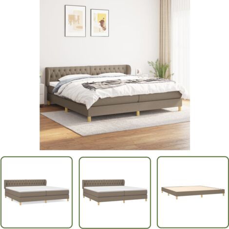 The Living Store Boxspringbett mit Matratze Taupe 200x200 cm Stoff - Boxspringbett - Doppelbett - Bettenrahmen - Lattenrost - Matratze