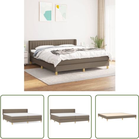 The Living Store Boxspringbett mit Matratze Taupe 200x200 cm Stoff - Boxspringbett - Doppelbett - Bettenrahmen - Lattenrost - Matratze