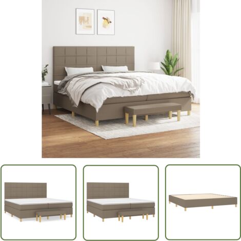 The Living Store Boxspringbett mit Matratze Taupe 200x200 cm Stoff - Boxspringbett - Doppelbett - Bettenrahmen - Lattenrost - Matratze