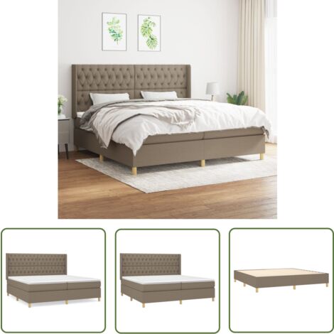The Living Store Boxspringbett mit Matratze Taupe 200x200 cm Stoff - Boxspringbett - Doppelbett - Bettenrahmen - Lattenrost - Tapete