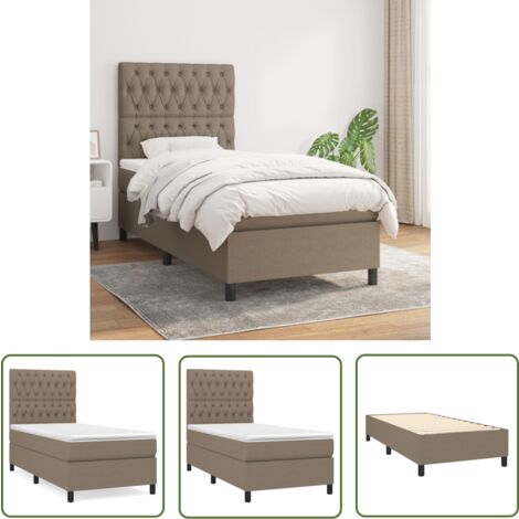 The Living Store Boxspringbett mit Matratze Taupe 90x200 cm Stoff - Boxspringbett - Doppelbett - Bettenrahmen - Lattenrost - Matratze