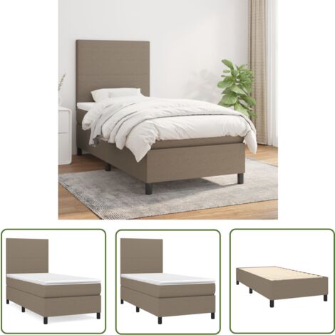 The Living Store Boxspringbett mit Matratze Taupe 90x200 cm Stoff - Boxspringbett - Doppelbett - Bettenrahmen - Lattenrost - Matratze