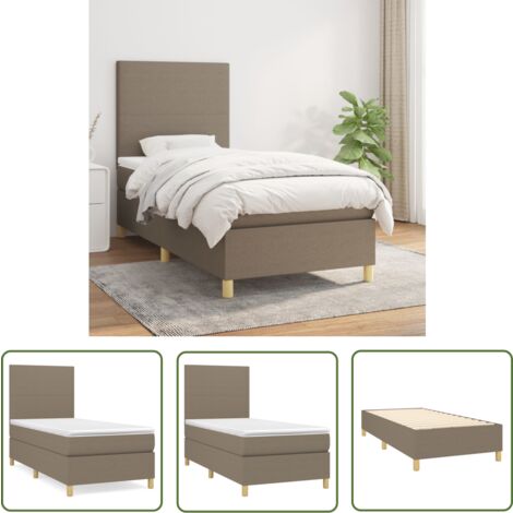 The Living Store Boxspringbett mit Matratze Taupe 90x200 cm Stoff - Boxspringbett - Doppelbett - Bettenrahmen - Lattenrost - Matratze