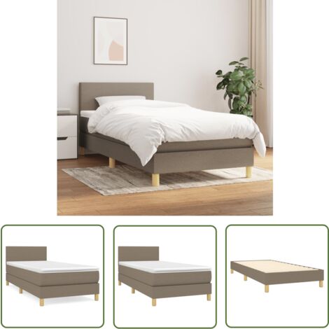 The Living Store Boxspringbett mit Matratze Taupe 90x200 cm Stoff - Boxspringbett - Doppelbett - Bettenrahmen - Lattenrost - Matratze