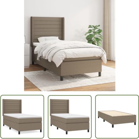 The Living Store Boxspringbett mit Matratze Taupe 90x200 cm Stoff - Boxspringbett - Doppelbett - Bettenrahmen - Lattenrost - Matratze