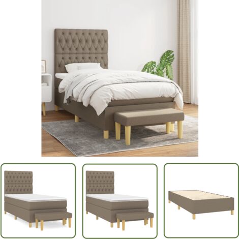 The Living Store Boxspringbett mit Matratze Taupe 90x200 cm Stoff - Boxspringbett - Doppelbett - Bettenrahmen - Lattenrost - Matratze