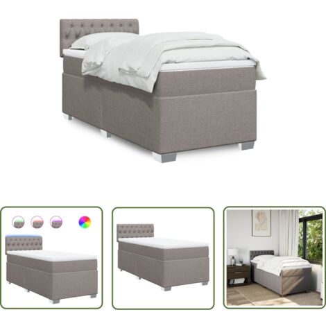 The Living Store Boxspringbett mit Matratze Taupe 90x200 cm Stoff - Boxspringbett - Doppelbett - Bettenrahmen - Lattenrost - Matratze