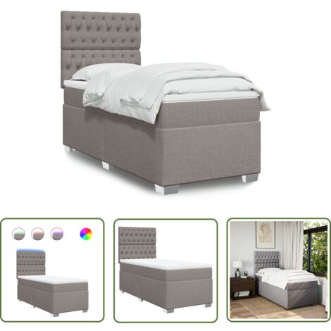 The Living Store Boxspringbett mit Matratze Taupe 90x200 cm Stoff - Boxspringbett - Doppelbett - Bettenrahmen - Lattenrost - Matratze
