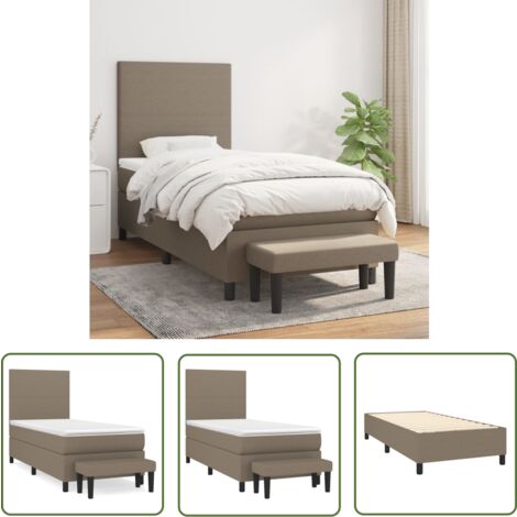 The Living Store Boxspringbett mit Matratze Taupe 90x200 cm Stoff - Boxspringbett - Doppelbett - Bettenrahmen - Lattenrost - Matratze