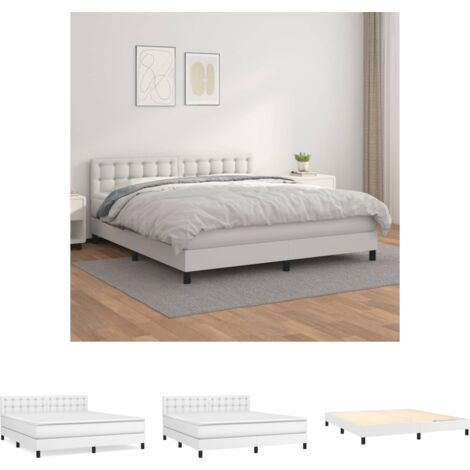 The Living Store -  Boxspringbett mit Matratze Weiß 180x200 cm Kunstleder