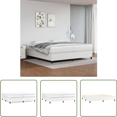 The Living Store Boxspringbett mit Matratze Weiß 200x200 cm Kunstleder - Boxspringbett - Betten - Doppelbett - Weißes Bett - Kunstlederbett