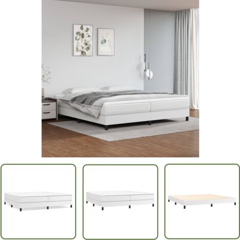 The Living Store Boxspringbett mit Matratze Weiß 200x200 cm Kunstleder - Boxspringbett - Doppelbett - Bettenrahmen - Kunstlederbett - Weißes Bett