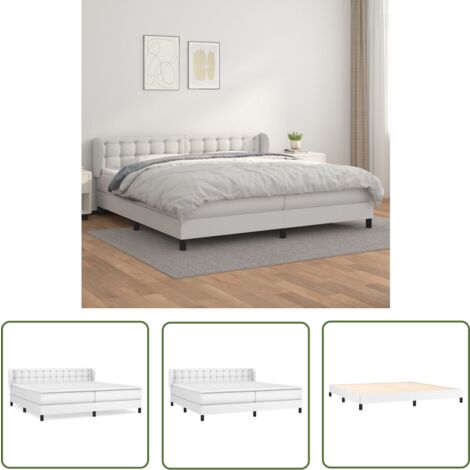 The Living Store Boxspringbett mit Matratze Weiß 200x200 cm Kunstleder - Boxspringbett - Doppelbett - Bettenrahmen - Luxusbett - Weißes Bett