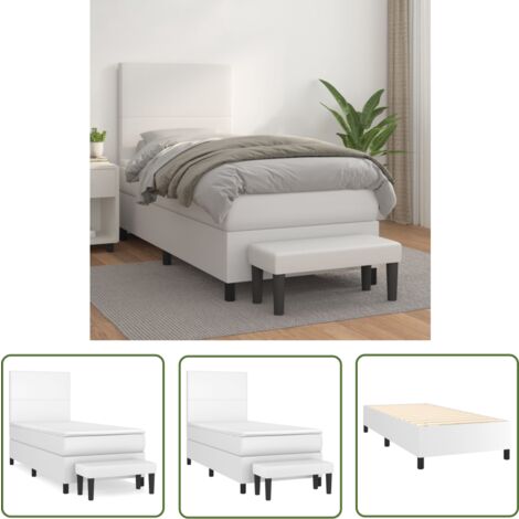 The Living Store Boxspringbett mit Matratze Weiß 80x200 cm Kunstleder - Boxspringbett - Betten - Doppelbett - Weißes Bett - Kunstlederbett