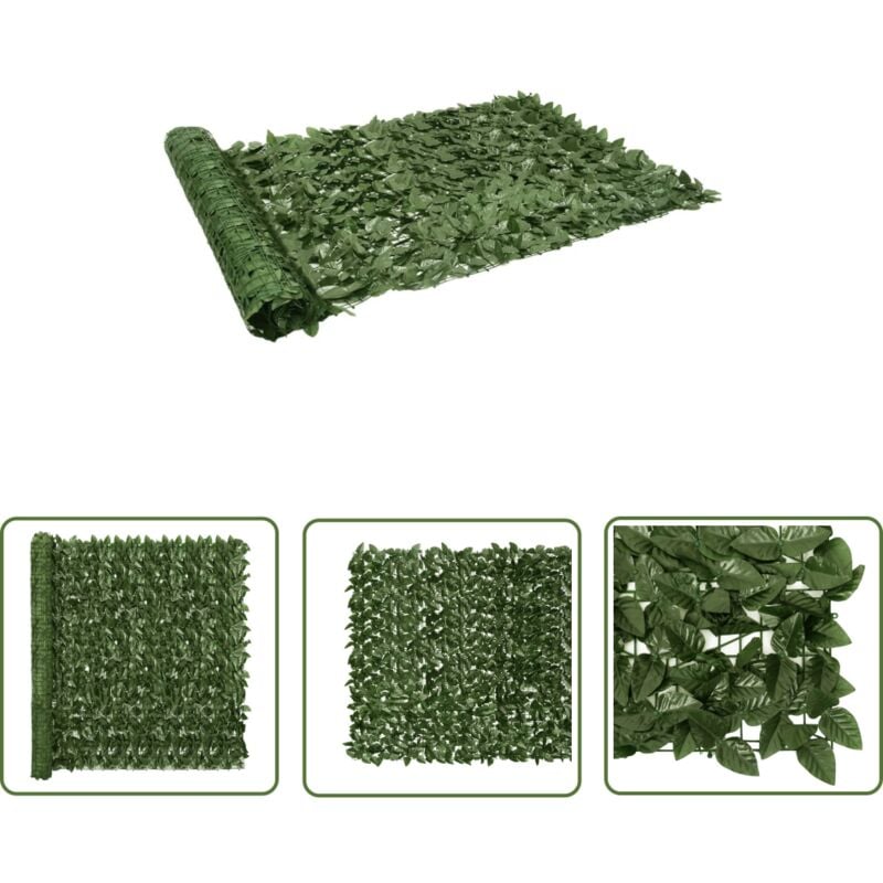 The Living Store - Brise-vue de balcon avec feuilles vert foncé 300x150 cm - Brise Vue Balcon - Ecran D'intimité - Décoration Extérieure - Protection