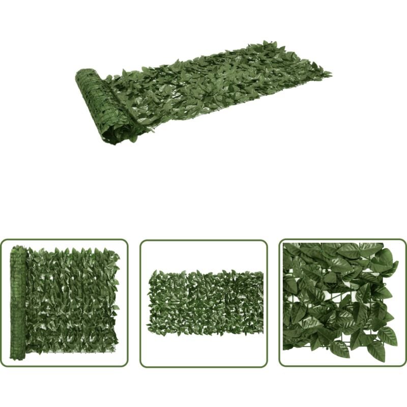 The Living Store - Brise-vue de balcon avec feuilles vert foncé 600x75 cm - Écran De Balcon - Brise Vue - Intimité Balcon - Décoration Extérieure