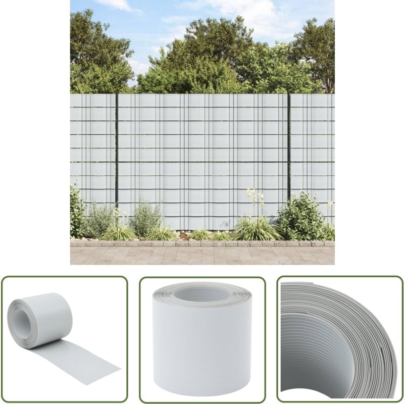 The Living Store - Brises-vues de jardin 10 pcs gris clair 252,5x19 cm pvc - Brise Vue Jardin - Clôture Décorative - Écran De Confidentialité