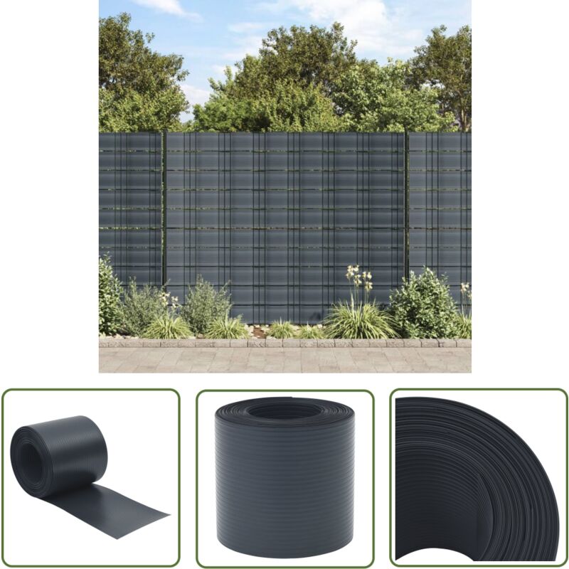 The Living Store - Brises-vues de jardin 10 pcs noir 252,5x19 cm pvc - Brise Vue Jardin - Clôture Décorative - Panneau De Clôture - Pare-soleil