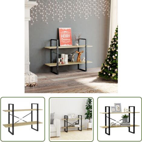 The Living Store Bücherregal 2 Fächer Sonoma-Eiche 100x30x70 cm Holzwerkstoff - Bücherregal - Regal - Holzregal - Eichefarbenes Regal - Industrielles Design