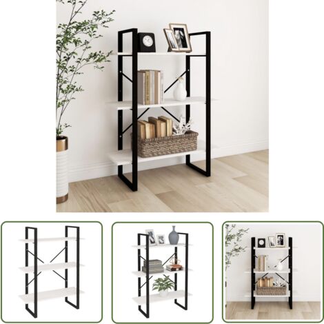The Living Store Bücherregal 3 Böden Weiß 80x30x105 cm Massivholz Kiefer - BucheRegal - Holzmöbel - Industrielles Design - Wohnraumgestaltung - Aufbewahrungslösung