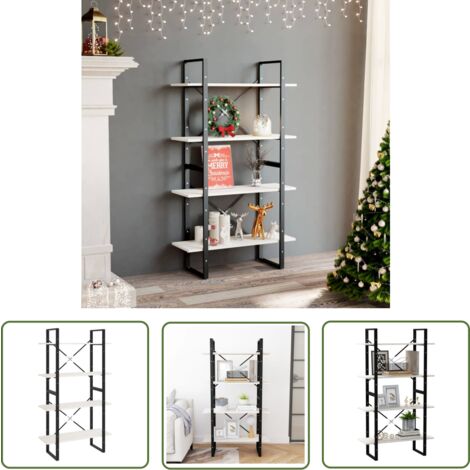 The Living Store Bücherregal 4 Böden Weiß 80x30x140 cm Massivholz Kiefer - Bücherregal - Regal - Holzmöbel - Kiefernholz - Weißes Bücherregal