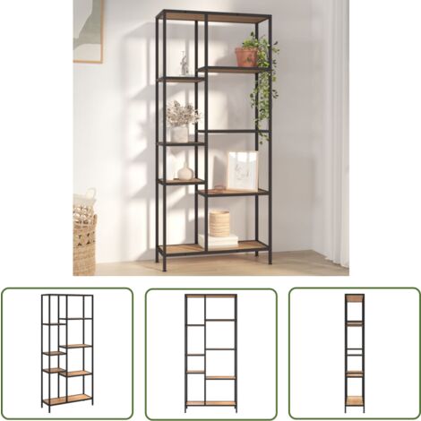 The Living Store Bücherregal 80x30x180 cm Stahl und Holzwerkstoff - Bucherregal - Regal - Holzmöbel - Metallregal - Aufbewahrungslösung
