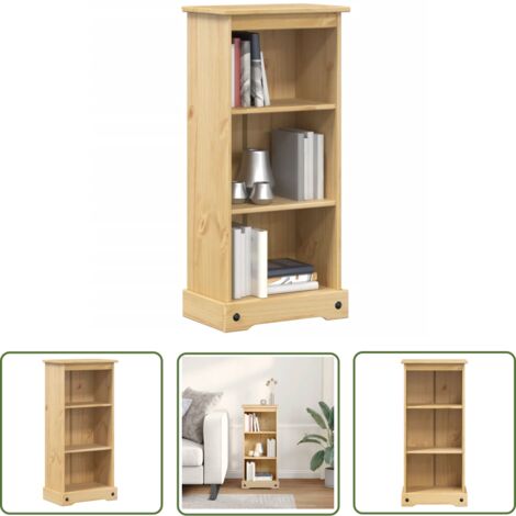 The Living Store Bücherregal Corona 46x29x100 cm Massivholz Kiefer - Holz Regal - Buche Regalsystem - Wohnzimmer Möbel - Bücherregal Massiv - Wandregal