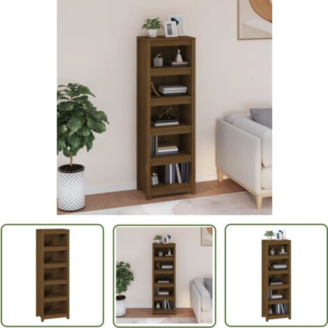 The Living Store Bücherregal Honigbraun 50x35x154 cm Massivholz Kiefer - Holzregal - Buche - Bücherregal - Regal - Wohnzimmer Deko