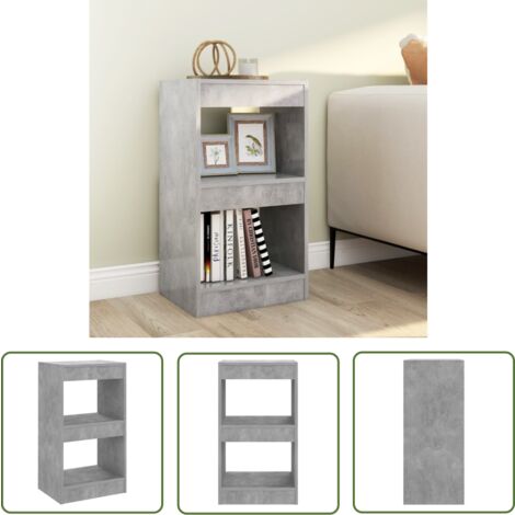 The Living Store Bücherregal/Raumteiler Betongrau 40x30x72 cm - BucheRegal - Holzregal - Raumteiler - Betongrau - Bücherständer