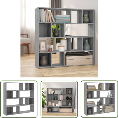 The Living Store Bücherregal/Raumteiler Grau Sonoma 105x24x102 cm - Buche Regal - Raumteiler - Wohnzimmermöbel - Grau - Holzwerkstoff
