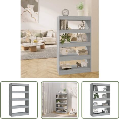 The Living Store Bücherregal/Raumteiler Grau Sonoma 80x30x135 cm Holzwerkstoff - Bucherregal - Holzmöbel - Grau Sonoma - Raumteiler - Bücherständer